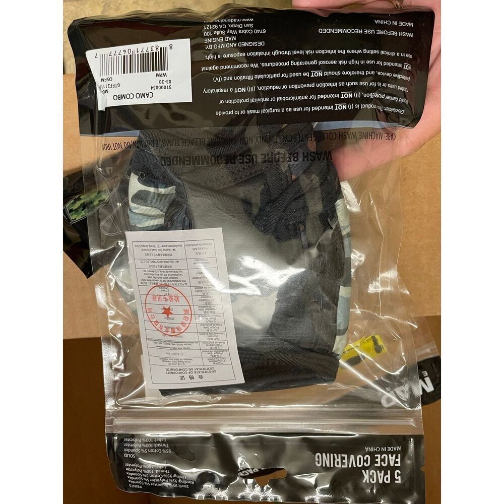 Mad Engine 5pk face masks